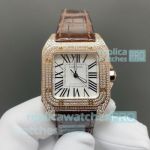 HY Factory Swiss Replica Cartier Santos Rose Gold Diamond-Set 100th Anniversary Watch 